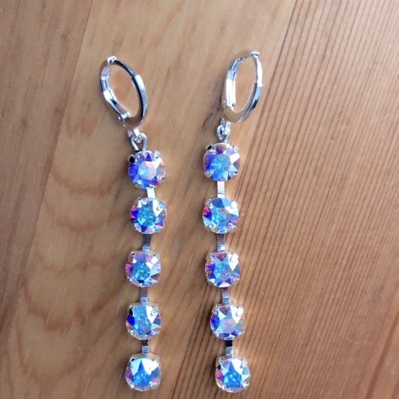 Aurora Borealis Crystal Drop Earrings - Picture 5 of 13